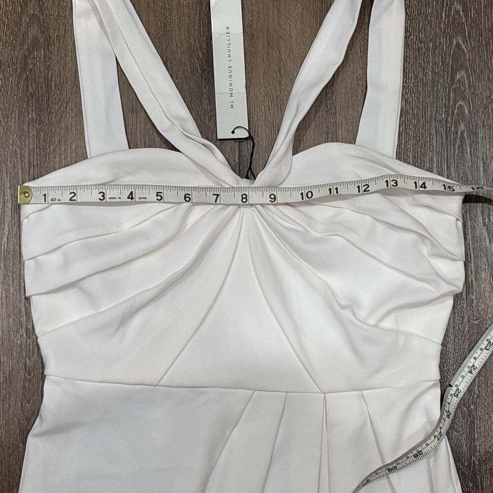 ML Monique Lhuillier White Maxi Dress 4 Formal Evening Bridal Front Slit NEW - Picture 5 of 16